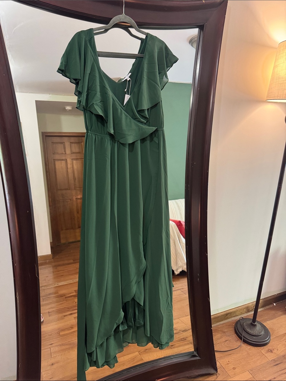 Baltic Born Forest Green Ruffle High-Low Maxi Dress